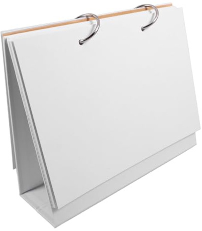 CLISPEED DIY Blanko Tischkalender mit Abnehmbaren aus Papier Leerer Desktop Kalender mit Metallständer Individuell Gestaltbarer Bastelkalender für Büro Schule