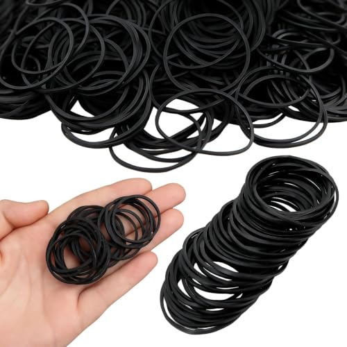 500PCS Black Rubber Bands, Heavy Duty Elastic Bands, Office Fastener Set | Flexible rubber for secure bundling; 500 black 38mm loops stretch to 10–15cm, for files, money, crafts, home and office use