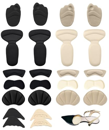 12 Paar Fersenpolster Schuhe für Damen, High Heels Einlagen Set Zehenansatz Ballenpolster Anti Rutsch Pads Einlegesohlen Wiederverwendbares Fußballenpolster Einlegesohlen für Sportschuhe Heels