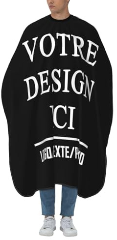 Cape Coiffeur Personnalisée Blouse Coiffeur Personnalisable Avec Photo Texte Tablier Coiffure Personnalisé Concevez Votre Propre Logo pour Maison ou Salon – Cadeaux Amusants pour Hommes et Femmes