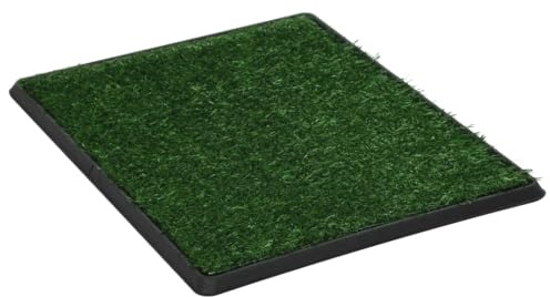 Toilette pour Chien, Bac à Litière pour Chiens Intérieur Litiere Chien Tapis d'herbe avec Plateau et Gazon Artificiel Vert WC 64 x 51 x 3 cm
