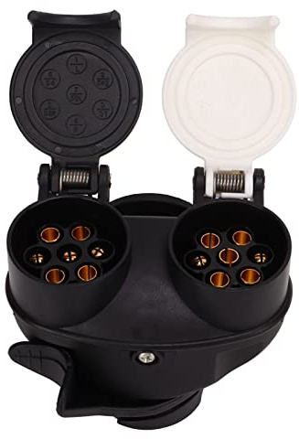 RASTKY Adaptador de Conversión de Conector de Remolque, Enchufe Doble para Conexión Segura, Diseño Plug and Play, Se Adapta a Todos los Enchufes de Remolque, Voltaje de 12 V, Color Negro