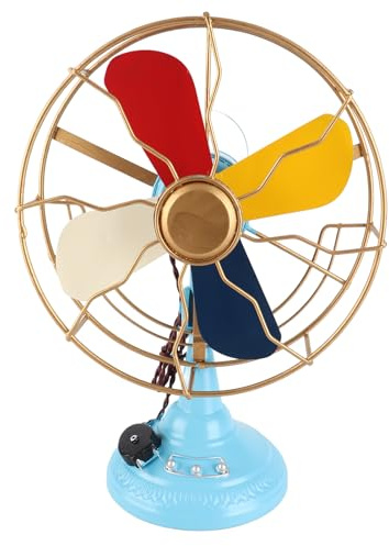 HERCHR 35 x 26 x 14,5cm Ventilador de mesa vintage, decoración de escritorio con arte de hierro, escultura de ventilador de mesa retro antiguo, adornos estáticos para la sala de estar