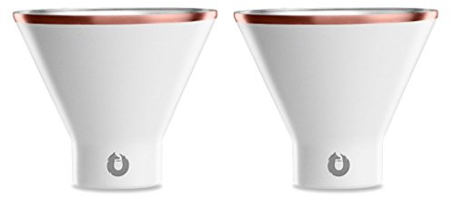 SNOWFOX Premium Vacuum Insulated Stainless Steel Martini Glass, Set of 2, Martinis Stay Icy Cold, Stemless Cocktail Glasses, Elegant Home Entertaining, Bold Beautiful Barware Set, 8 oz, White/Gold