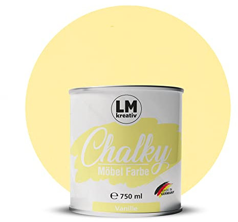 Chalky Möbelfarbe Kreidefarbe für Möbel 750 ml / 1,05 kg (Vanille), matt finish In- & Outdoor Kreide-Farbe für Shabby-Chic, Vintage Look, Landhaus Stil Möbel streichen