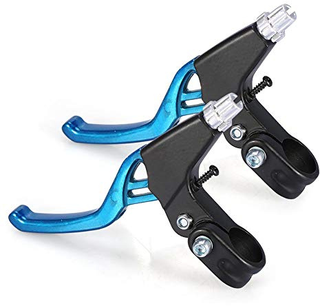 Brake Levers, Universal Aluminium Mountain Bike Cycling Brake Level Handles Lever Set for Road Bike, Mountain Bike and More(1 Pair)(Blue)