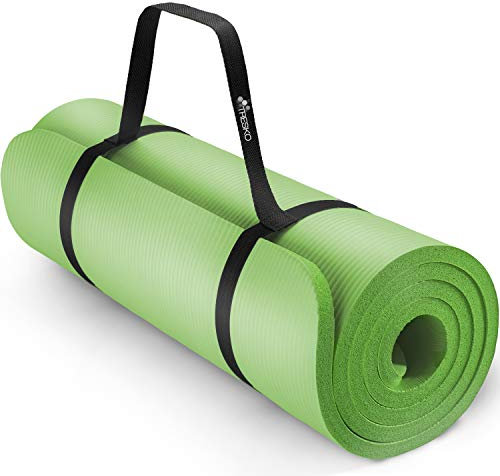 TRESKO Yogamatte Phthalatfrei - Gymnastikmatte rutschfest, Pilatesmatte Fitnessmatte mit Tragegurt, 185x60 & 190x100 cm (Hellgrün, 185 x 60 x 1,0cm)