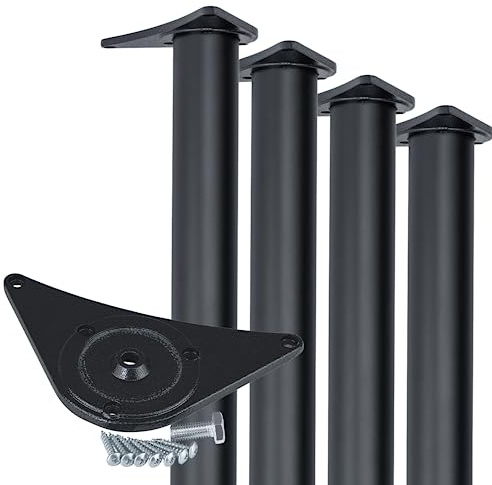Gedotec Tischbeine Metall Schwarz matt D 60 mm [EXTREM STABIL] 4 Stück Tischfüße Schwarz I Tischbeine Höhenverstellbar Höhe 710 mm + 30 mm inkl. Befestigungsmaterial I Schreibtisch Beine I Table Legs