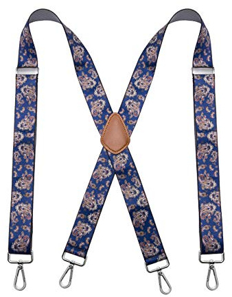 Bioterti Men’s Heavy Duty X-Back Suspenders, 1.4 Elastic Straps, 4 Snap Hooks for Work, Tuxedos & Daily Wea