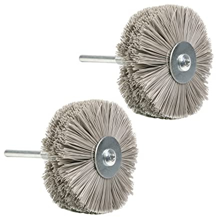 Utoolmart Cepillo de rueda de nailon 1000 granos, cabezal abrasivo con vástago roscado de 6 mm, 2 unidades