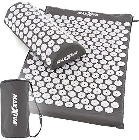 MAXXIVA® Akupressur Matte 75 x 42 cm mit Kissen mit Tragetasche Yantramatte Fakirmatte Durchblutung Massage