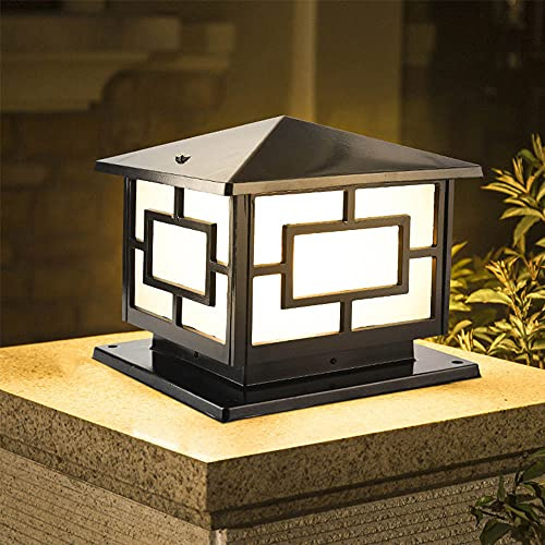 Mengjay Trade Giardino Luci colonna, paesaggio prato E27 Lampada a pilastro Luce esterno esterni (Nero) Piedistallo Impermeabile Luci colonna Lanterna alluminio Porta Lampada a pilastro Illuminazione