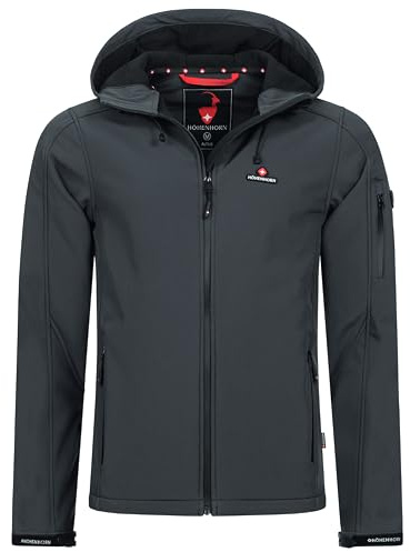 Höhenhorn Altus Giacca softshell da uomo, per esterni, funzionale, per il tempo libero, impermeabile, traspirante, calda, con fodera interna in micropile, Acciaio-grigio, S