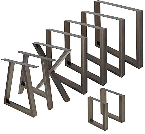 ECD Germany 2er Set Tischbeine 40x43 cm, Dunkelgrau, Stahl pulverbeschichtet, Industriestil, Vierkantprofil, Metall Tischkufen, Tischuntergestell Tischgestell Möbelfüße Bankkufen Bankgestell Bankbeine
