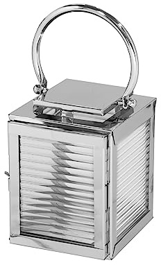 Fink Malaga Laterne aus Edelstahl und Glas in der Farbe Silber, Maße: 18cm x 18cm x 23cm, 147039
