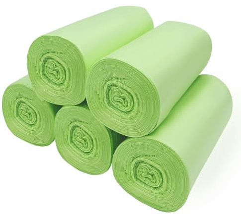 KeenKiD Small Biodegradable Bin Bags 6L, Heavy Duty Food Waste Bags Compostable Caddy Liners, Recycling Clear Green Garbage Trash Bags, 120 Counts 1.2 Gallon
