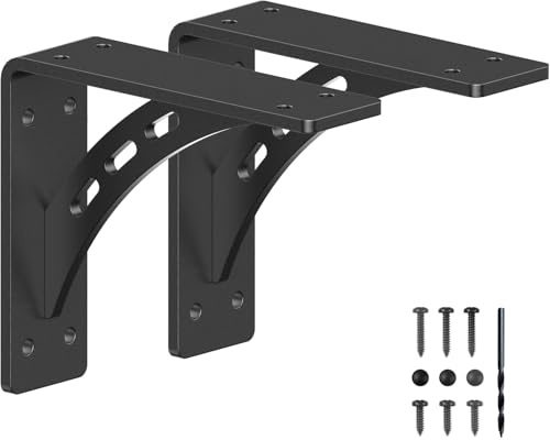 7 inch x 6 inch Heavy Duty Shelf Brackets , Max Load 1100 Lbs ,Premium Alloy Metal Mantel Brackets (Set of 2) Fireplace Mantel Brackets - Countertop Support (7 x 6 )