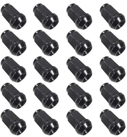 20 tuercas rueda negro collarín cerrado 1/2 pulgada X20 UNF compatible con Ford, Jaguar, Cadillac, Dodge, Aston Martin
