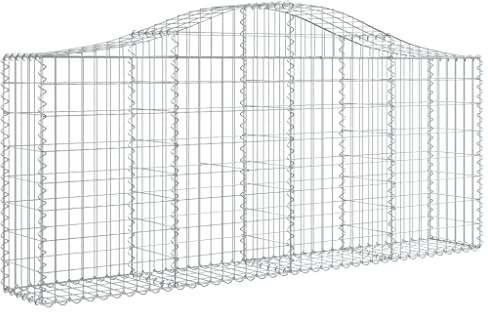 vidaXL 12x Arched Gabion Basket Cage Mesh Wire Stone Basket Outdoor Spiral Retaining Wall Planter Gardens 200x30x80/100 cm Galvanised Iron