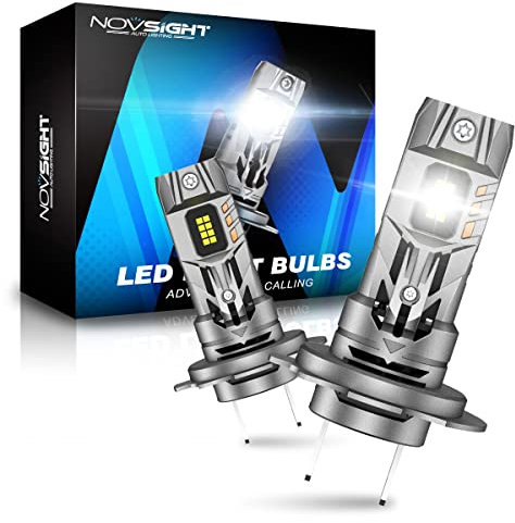 NOVSIGHT H7 LED Headlight Bulb - 90W 30000LM H7 Headlight Bulb, 1:1 Size Super Bright 6500K White Light Conversion Kit, Plug and Play, IP68 Waterproof, Pack of 2
