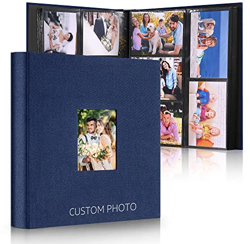DazSpirit Großes Fotoalbum Einsteckalbum für 600 Fotos (10x15 cm) - Leinenbindung, Personalisierbar, Ideal für Familie, Hochzeiten, Reisen & Baby-Erinnerungen, Fotobuch zum Einstecken, Blau