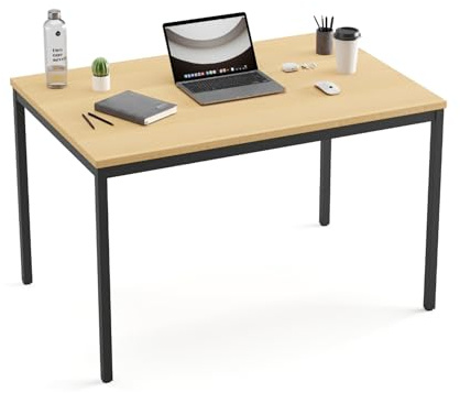 furni24 Schreibtisch-Stahl 180x80x75cm, Eiche, TÜV/GS-Einfache Montage, Arbeitstisch, Bürotisch, Küchentisch, Esstisch, Druckertisch Büro-Möbel Arbeitszimmer Computertisch Gaming-Tisch Mehrzwecktisch