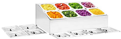 Lechnical Supporto Gastronorm con 8 Contenitori GN 1/6 in Acciaio Inox,Casa e Giardino,Cucina e Pranzo,Strumenti e Utensili Cucina,Armadi da Cucina,Contenitori e Supporti per Utensili da Cucina