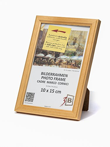 3-B Bilderrahmen JENA - Natur - 10x15 cm - Holzrahmen, Fotorahmen, Portraitrahmen mit Acrylglas
