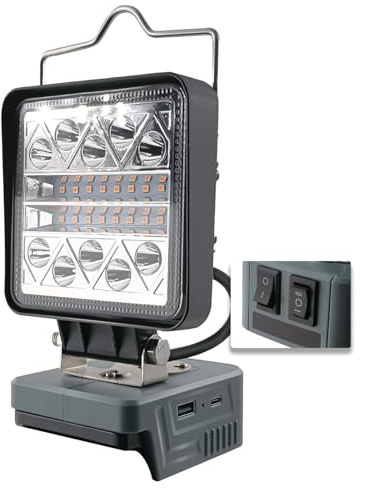 Akku Lampe Für Bosch 18V,16W 1800LM mit 6 Modi Helligkeit Led Arbeitsleuchte, Led Strahler Tragbares Flutlichter Baustellen Lampe,Akku Scheinwerfer mit Typ C und USB-Aufladung (Keine Batterie)