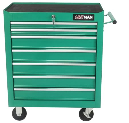 nifoti 7 Drawers Rolling Tool Cart on Wheels, Multifunctional Organizer Tool Chest Tool Case, Trolley Tool Storage Tool Box for Workshop,Garage,Repair Shop (7 Drawers 24.2 W×12.9 D×29.9 H-Green)