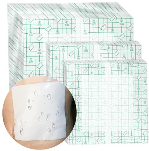 KONWEDA Wasserdichter Stomabeutel-Duschschutz, 25,4 x 25,4 cm, Stoma-Badewannenschutzfolie, selbstklebende Verbandsbandage für Stomaversorgung, Zubehör, 25 Stück, Transparent, 25 Piece Set