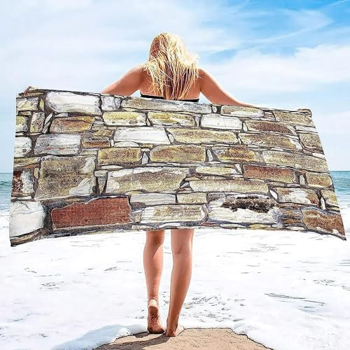 okoikfc 3D Strandtuch 70x150 cm Wandfliesen Badetuch Groß Wandfliesen Microfaser Handtücher Weich Schnell Trocknen Strandhandtuch Herren Frauen Badetücher, Strandtücher Strandlaken Handtuch A1367