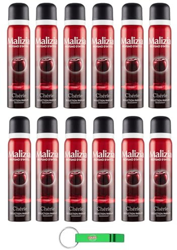 Malizia Donna Chérie Lot de 12 déodorants en spray pour femme 100 ml + porte-clés Beni Culinari