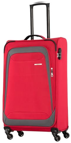 NOWI Korfu Weichschalen Trolley XL – Großer Stoff Koffer 76L mit 4 Rollen & Zahlenschloss | XXL Reisekoffer für Damen & Herren (rot, XL)