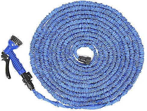 MUL-BOUTIQUE Gartenschlauch, ausziehbar, leicht und einfach zu verstauen, ausziehbarer Schlauch für Gartenarbeit, Reinigung, Aufsatz mit 7 Funktionen (blau, 10 m - 30 m)