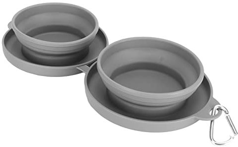 Gamelles Pliables pour Chien, Double Gamelle en Silicone pour Animaux Compagnie, Gamelle Pliable pour Nourriture et Eau Bol d'eau pour Chien Voyage pour Voyage Randonnée, Marche