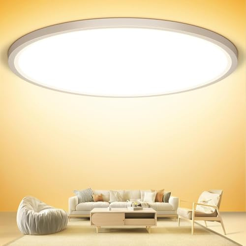 NIBSHOOM LED Deckenleuchte Rund Flach 3000K 24W/2400LM/IP44 Wasserdicht Ultraslim Deckenlampe für Badezimmer Schlafzimmer Wohnzimmer Flur Küche Büro 300x17mm