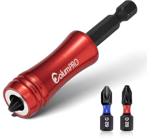 ColumPRO Double Strong Magnetic Bit Holder Set for Countersinking | 1 Magnetic Drill Bit Holder, Two 25 MM PZ2 Bits & One 25 MM PH2 Bit.