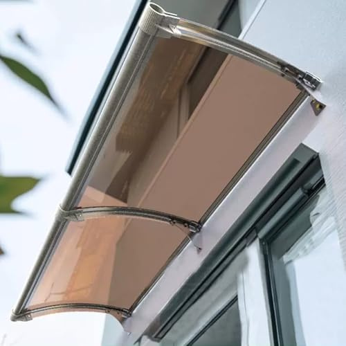 kufu01 Auvent de Porte Aluminium,Toit Marquise en Polycarbonate Porte Résistante Toit Abri Protection,Auvent Fenêtre Incurvé Contre Pluie Neige UV,4 Couleurs Disponibles (45x460cm/18 x181,Brown)