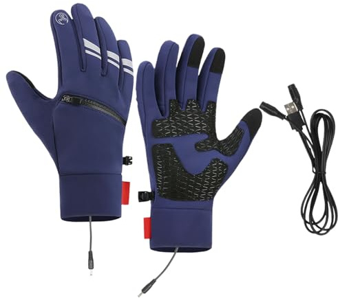 Pzuryhg Guantes de trabajo con calefacción para esquí, guantes de snowboard con calefacción, impermeables, USB para ciclismo al aire libre, invierno con elementos de calor, guantes de nieve adecuados