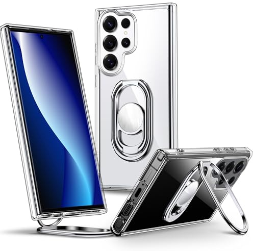 SHIELDS UP for Samsung Galaxy S25 Ultra Case with Double Ring Holder,Clear. | Phone Case Clear with Stand 【Adjustable & Fodable】Shockproof Protective Cover