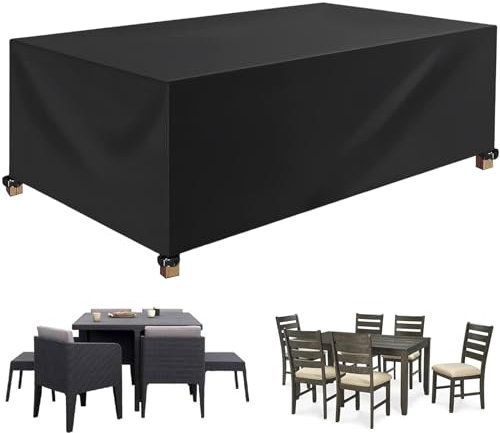 XUEQXUE Housse Salon de Jardin Extérieur 140 x 70 x 65 cm Exterieur Anti-UV Bâche de Table, Coupe-Vent, Anti-UV, Au Froid, Housse de Protection Housses, pour Tables,Chaise,Canapé, Noir