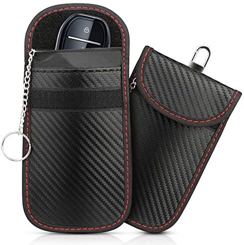 Diyife Bolsa Faraday para Llaves de Coche, [2 PCS] Funda Faraday, Funda Bloqueo de Señal de Seguridad Anti RFID/WiFi/gsm/LTE/NFC, Bolsa Faraday para Blindaje Senal Proteger Privacidad, Fibra Carbono