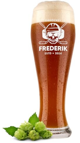 polar-effekt Verre à bière blanche 0,5 l avec gravure tête de mort – Verre à bière personnalisé avec nom – Cadeau d'anniversaire et de fête des pères