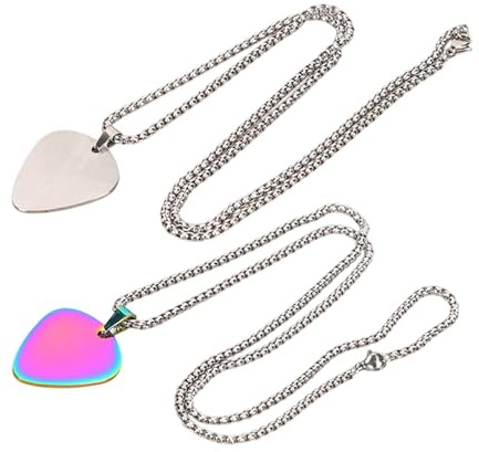 Gitarren-Plektrum-Anhänger, 2 x Gitarren-Plektron-Anhänger | Schmuck, Halskette mit Gitarrenplektrum, für Damen und Herren