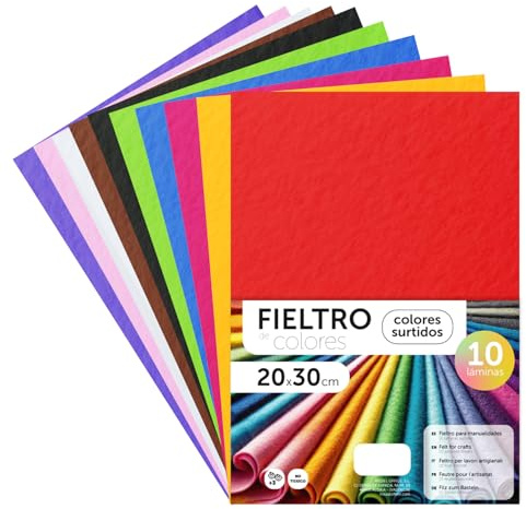 m-office Hantverksfilt, färgfilt, mjukt och flexibelt, material för sömnad, lappverkstyger, perfekt för gör-det-själv-projekt, hantverk eller dekoration, 20 x 30 cm (sortiment, 10 st)