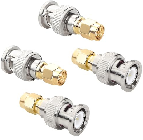 KUOQIY 4 Pezzi Connettore BNC Maschio a SMA Maschio, Adattatore da BNC a SMA, per Cavo di Prolunga Antenna WiFi