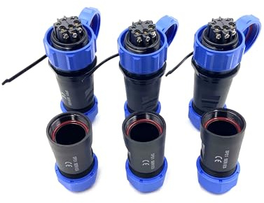 3 spine di collegamento SP21 a 6 poli, IP68, 6 pin, senza saldatura, connettore aeronautico impermeabile per lampade esterne, 500 V, 25 A (cavo da 12 AWG, crimpatura a vite)