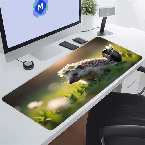 Tappetino Mouse XXL Gaming 1200x600x3 mm Animale Riccio Fiore Tappetino per Mouse Grande Cuscinetto per Tastiera Grande da Scrivania Gaming Mousepad Lavabile per Ufficio e casa