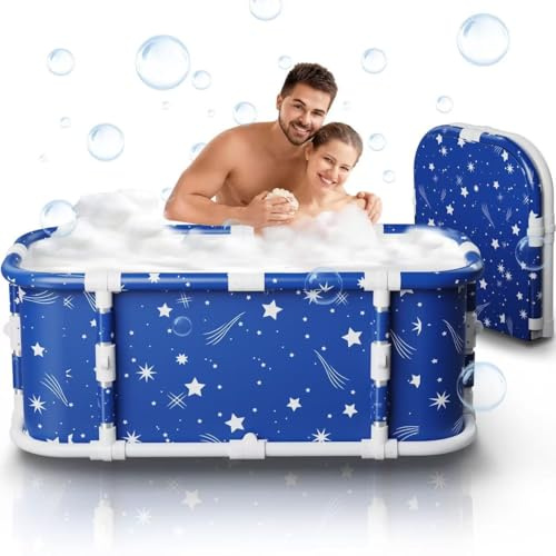 Baignoire portable, baignoire pliable de 120 cm sans installation, baignoire épaisse à 7 couches avec support en métal, baignoire de trempage pliable